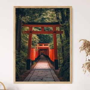Kyoto Fushimi Inari Shrine Art Print, Japan, Red Torii Gates