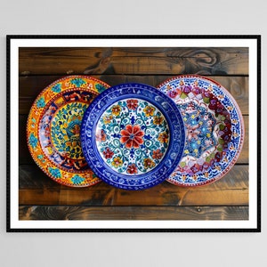 Talavera Plates Art Print, Mexican Patterns