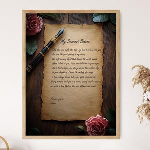 Póster de carta de amor personalizado, regalo de aniversario y día de San Valentín