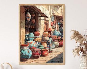 Baghdad Ancient Market Art Print, Vibrant Iraq Bazaar Scene - Etsy
