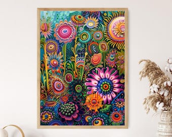 Yarn Painting by Josè Benitez Sanchez, Huichol Art, Tamatsi Maxa