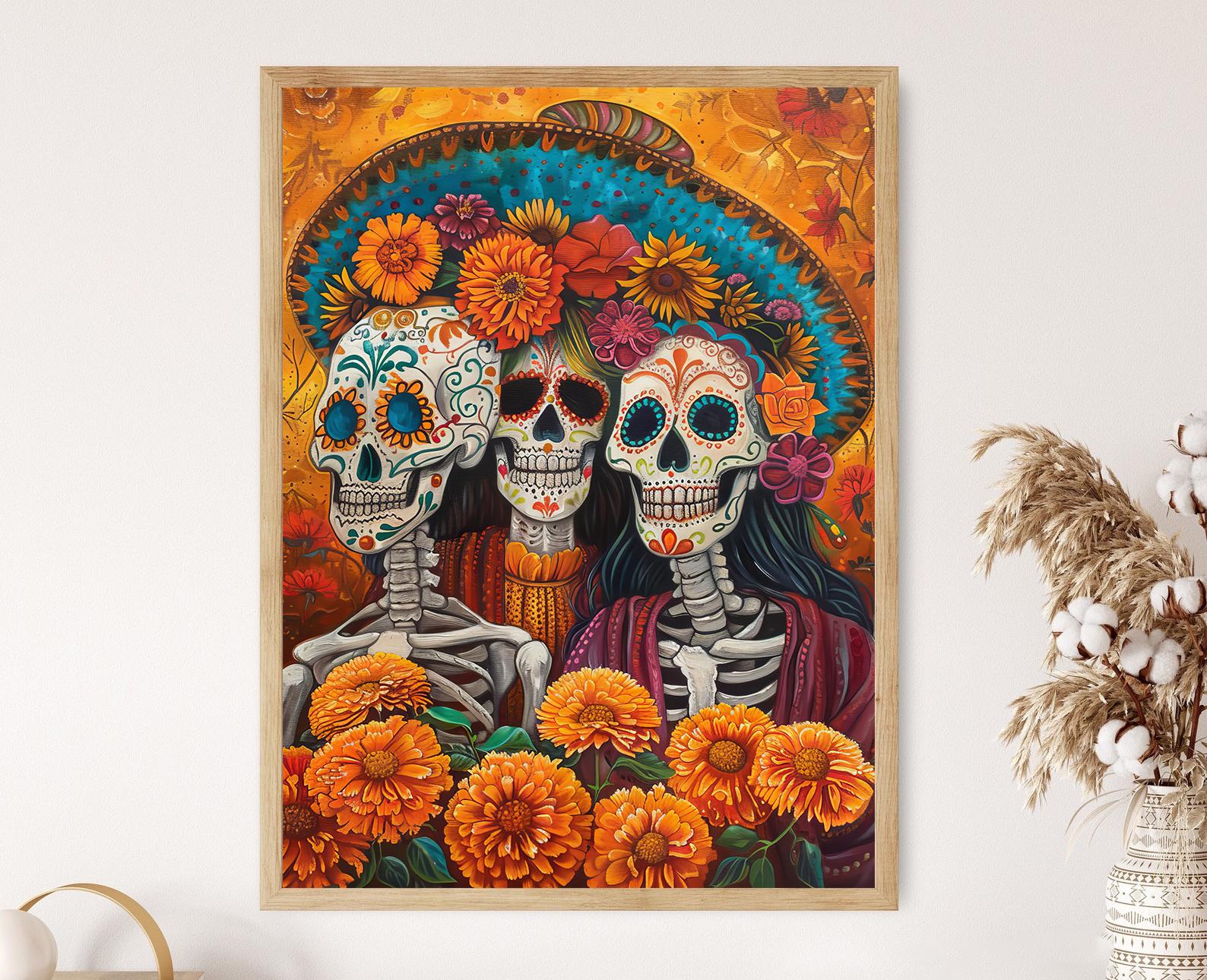 Dia de Los Muertos アート プリント: お祭り気分のメキシコの骸骨