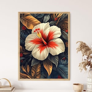 Samoan Hibiscus Flower, Polynesian Floral and Tribal Design Art