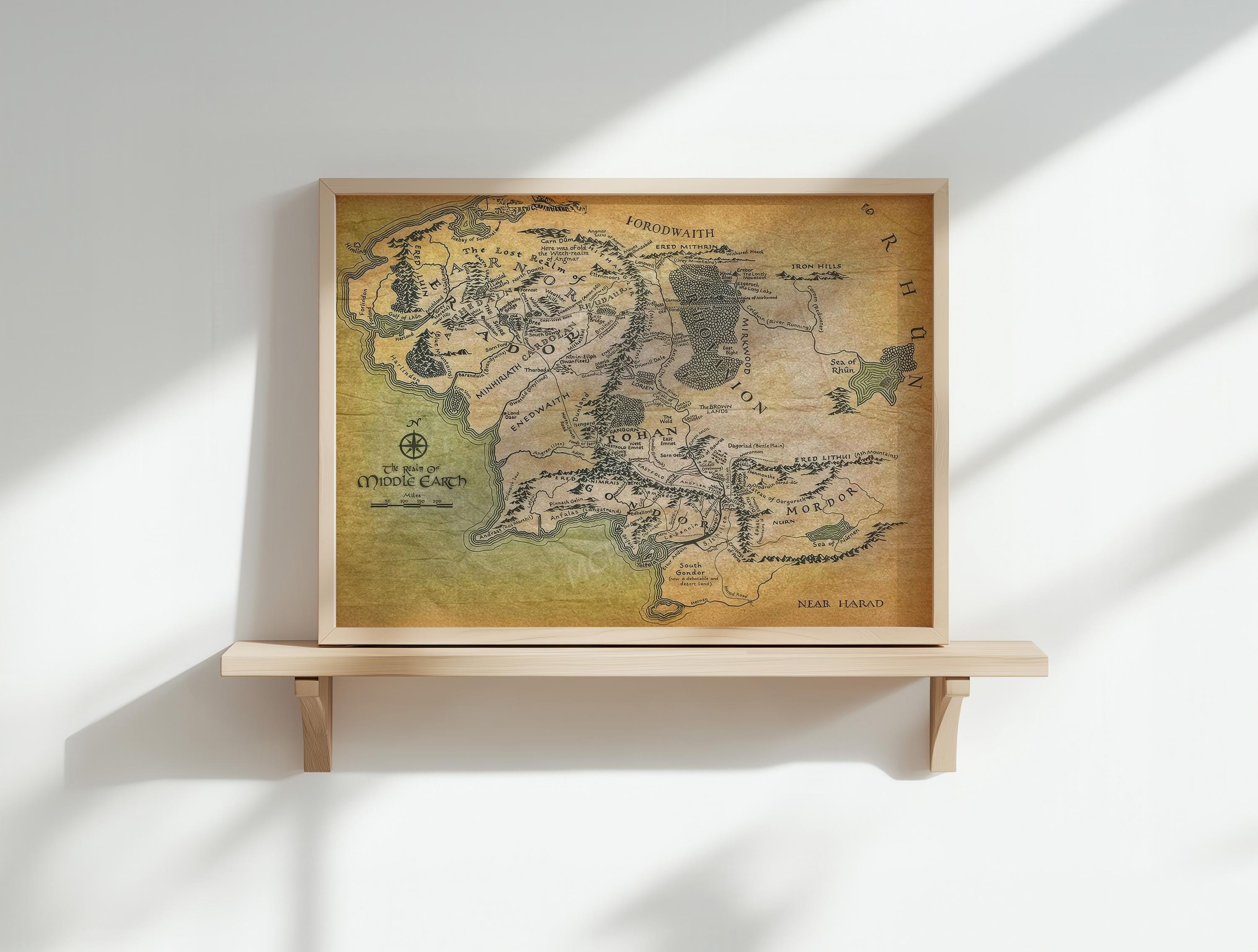 Lord of the Rings Map of Middle Earth Poster - Etsy