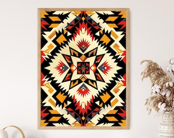 Authentic Navajo Pattern Print, Handcrafted Tribal Artwork