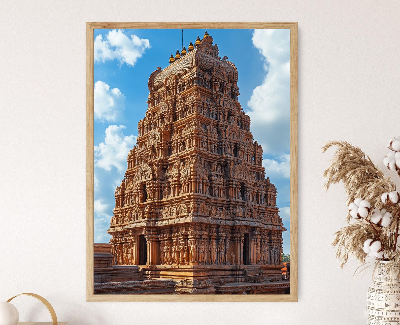 Chola Dynasty Art Print, Brihadeeswarar Temple Architectural Heritage, South Indian Temple Wall Decor, Hindu Temple Art, Indian Heritage
