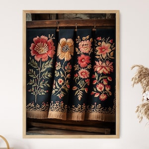 Litauische Žemaitija Stickerei Kunstdruck, Folk Blumen Dekor Poster