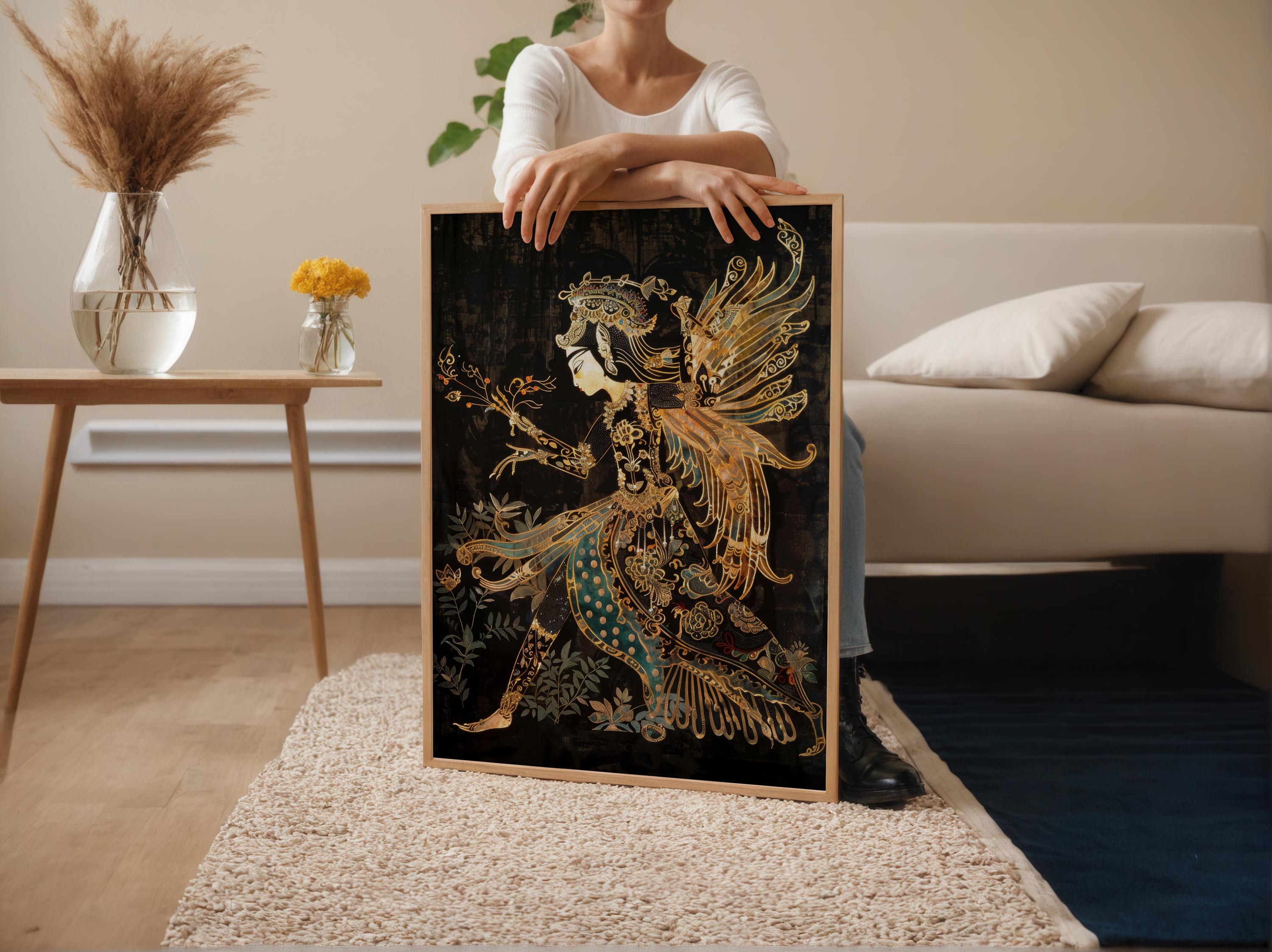 Wayang Kulit アートプリント、伝統的なインドネシアの影絵ウォール