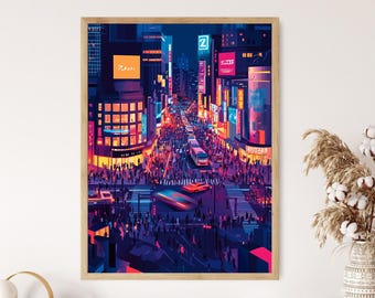 Druk artystyczny „Tokyo Shibuya Crossing”, Japonia, Tętniące życiem światła miasta
