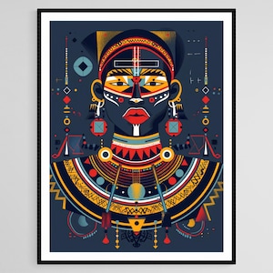 Ndebele Traditional Attire Art Print, Colorful Beads and Cultural Patterns