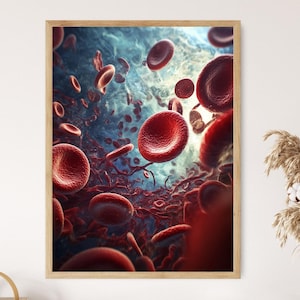 Red Blood Cells Art Print, Medical Wall Art, Anatomical Illustration, Biology Decor