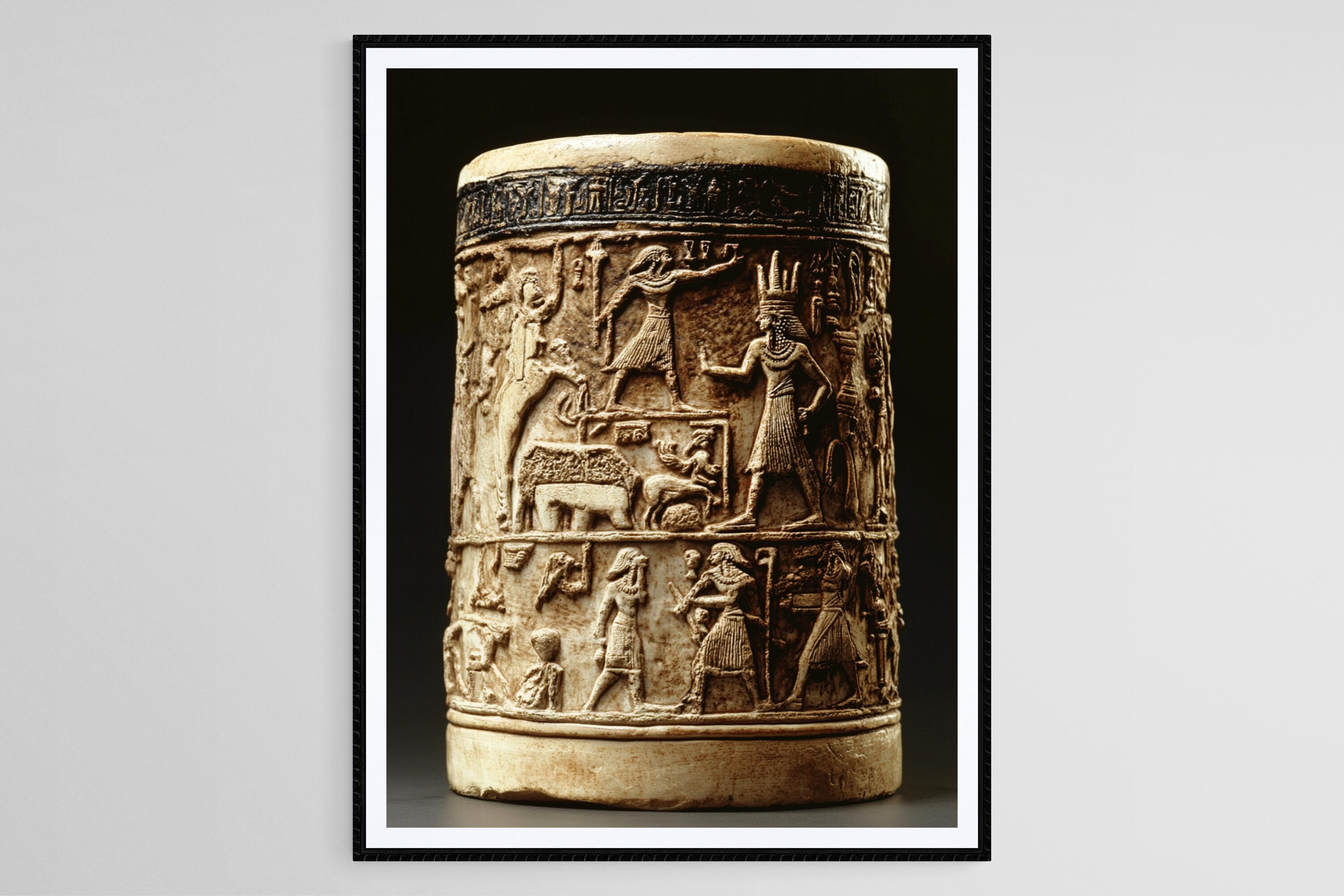 バビロニアの円筒印章アートプリント：古代メソポタミア神話の装飾