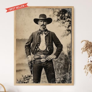Stampa artistica del cowboy Wyatt Earp, antica arte western americana