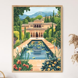 Alhambra Palace Art Print, Granada Andalusian Moorish Architecture