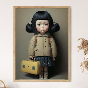 Impresión artística de regreso a la escuela: póster de muñeca asiática, decoración de pared perfecta para amantes de las muñecas