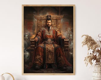 漢王朝皇帝の美術版画、伝統的な漢服、翡翠の彫刻、古代中国の歴史