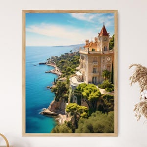 French Riviera Art Print: Elegant Coastal Landscape, Mediterranean Home Decor