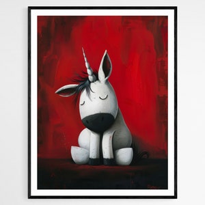 Impresión de ilustración de burro pequeño, obras de arte inspiradoras del dormitorio, regalo reflexivo para recién nacidos