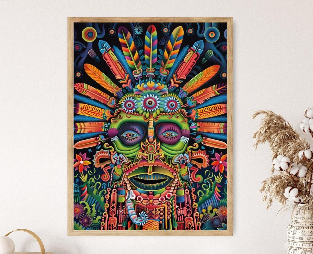 Huichol Art Print: Traditional Mexican Craft, Designer Home Decor - Etsy
