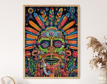 Yarn Painting by Josè Benitez Sanchez, Huichol Art, Tamatsi Maxa