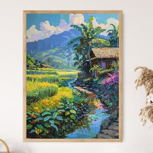 Traditional Filipino Village Artwork, Authentic Print, Cultural Wall Art, Exquisite Gift for Art Lovers