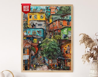 Brazilian Favela Print: Colorful Slum Art