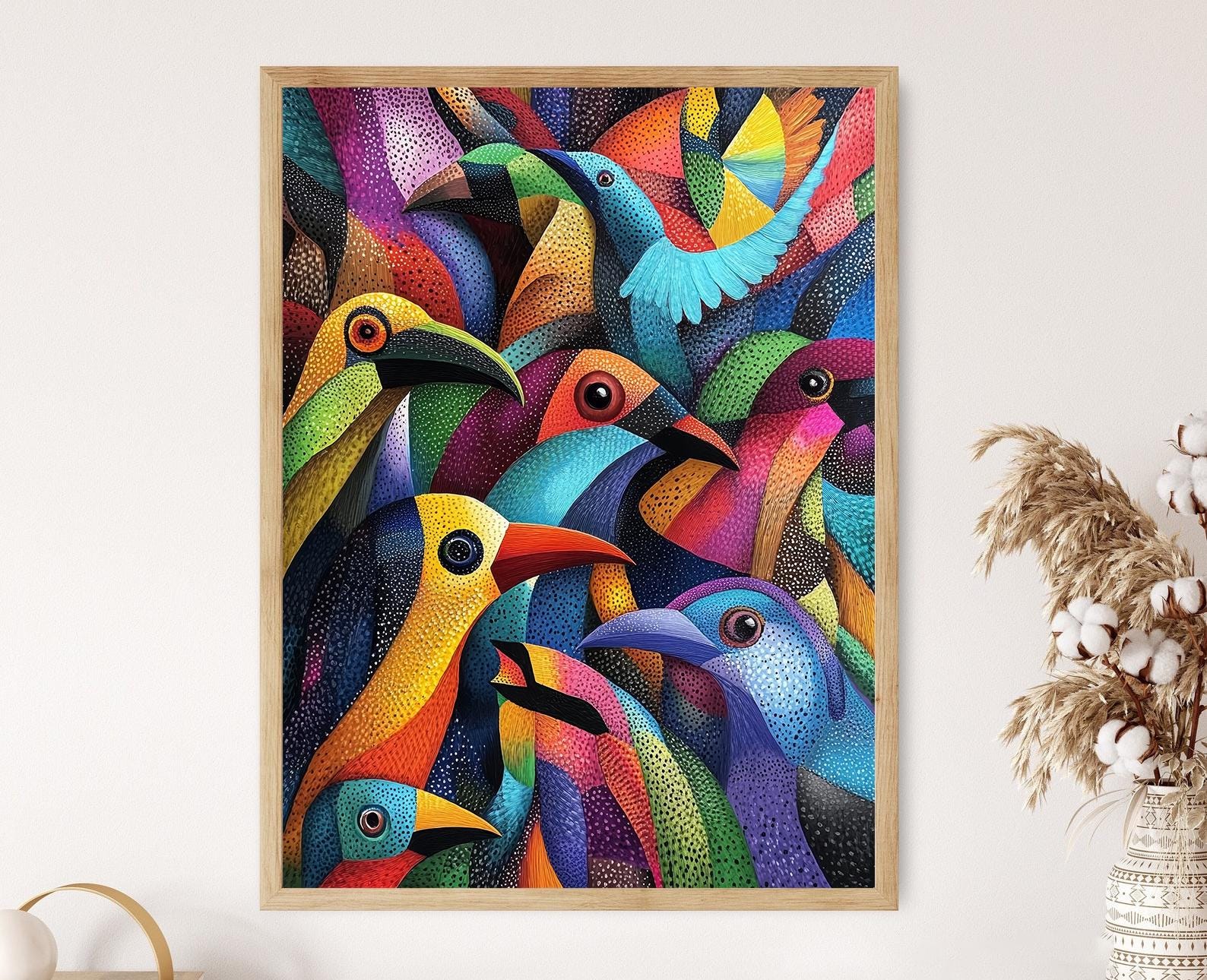 Tinga Tinga Art Print, Colorful Tanzanian Wildlife