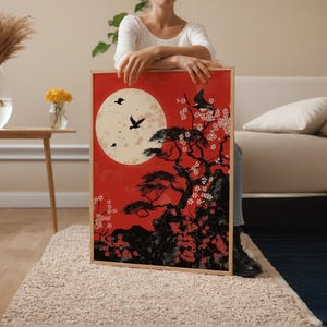 Hanafuda Art Print, Japanese Sakura Imagery - Etsy
