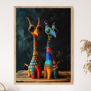 Alebrije Figures Art Print, Handcrafted Mexican Art, Home Decor, Perfect Gift for Art Lovers