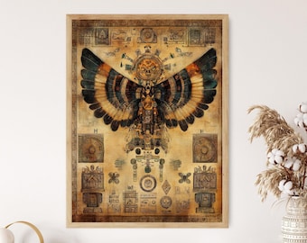 Aztec Goddess Itzpapalotl Art Print, Obsidian Butterfly Warrior