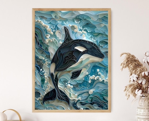 アート・写真 シャチの水彩画 フレームなし