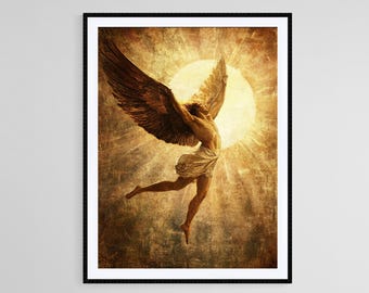 Icarus Falling Art Print: Greek Mythology Tragic Hero Decor