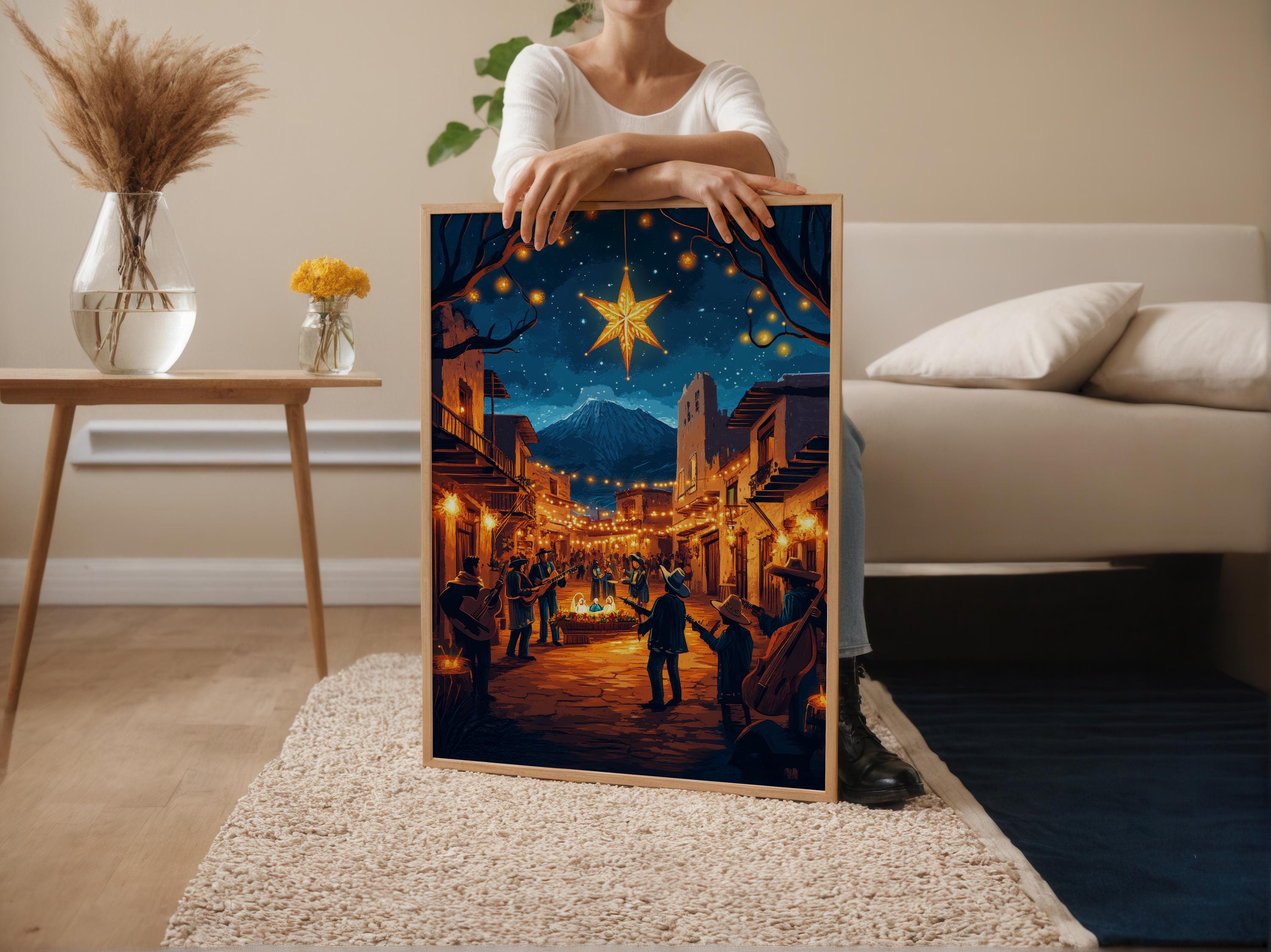 Las Posadas Street Art Print: Mexican Nativity Scene With Piñata - Etsy