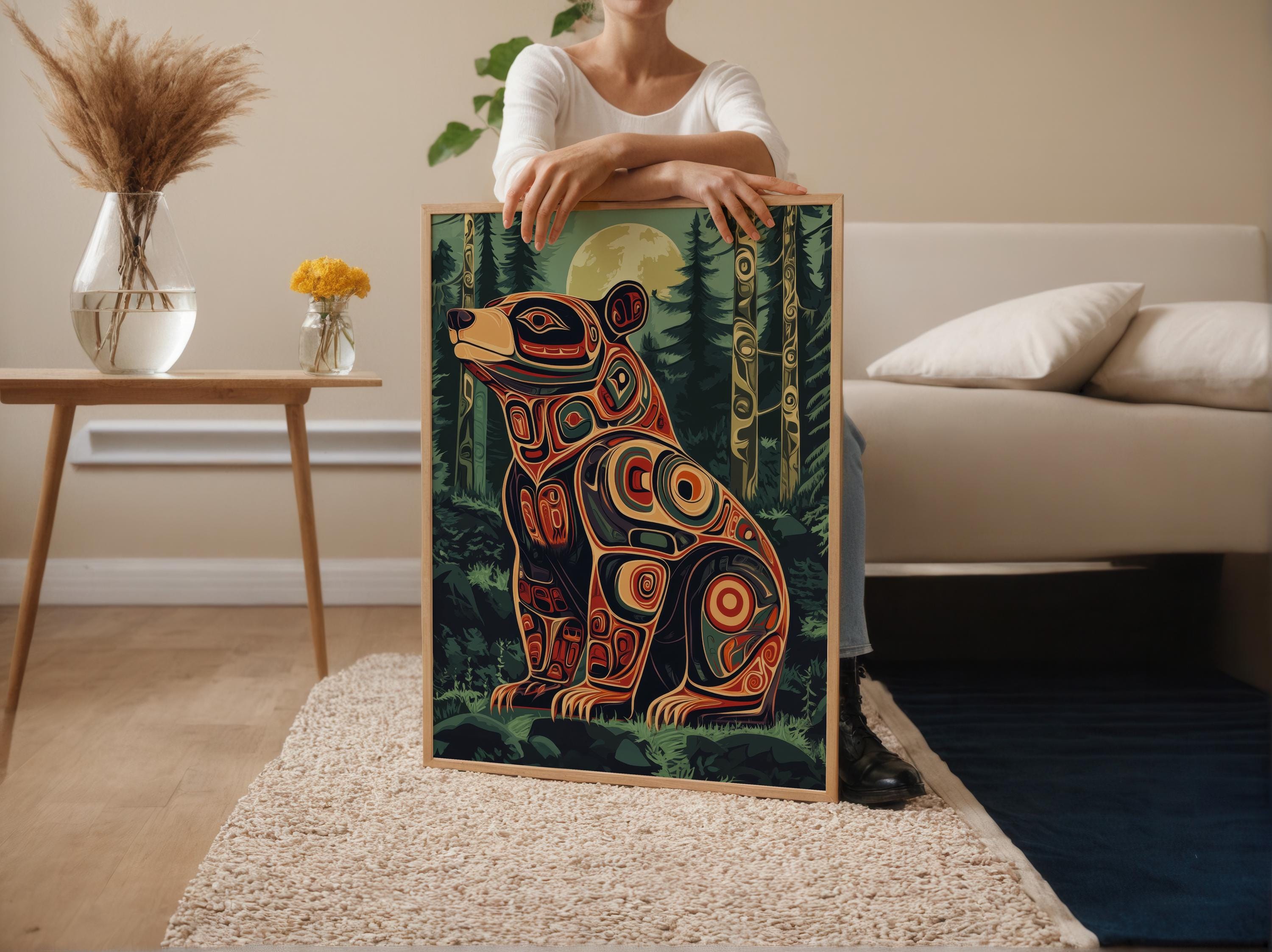 Haida Bear Art Print, Formline Style, Strength and Protection, Forest ...