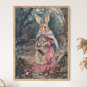 Estampado de conejo inspirado en Beatrix Potter, encantadora obra de arte para la habitación de los niños, regalo ideal para la guardería del bebé