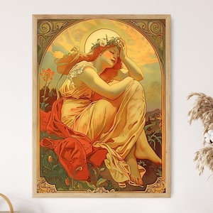 Vintage Mucha Style Artwork, Classic Nouveau Decor Print, Chic Living Space Accent, Collector&#39;s Gift