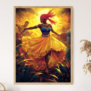 Haitian Yanvalou Dancer Illustration | Caribbean Dance Art Print | Tropical Culture, Haiti Decor, Rhythmic Movement, Island Heritage Artwork