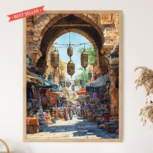 Impresión artística del mercado del zoco de Beirut, póster de decoración cultural libanesa