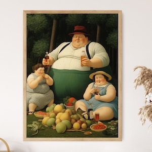 Día de picnic / Impresión artística humorística con positividad corporal / Arte caprichoso para la decoración del hogar / Idea de regalo de arte mural empoderante