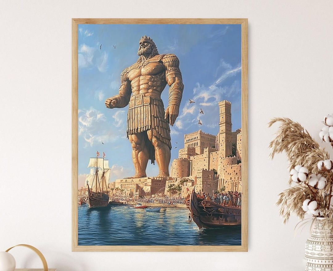 Il Colossus Colossus of Rhodes Art Print, Ancient Wonder and Bronze Majesty - Etsy