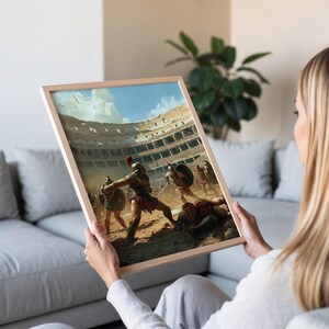 コロッセオのローマ剣闘士の絵画版画、古代ローマの戦いの絵画、歴史的な壁画 画像 4