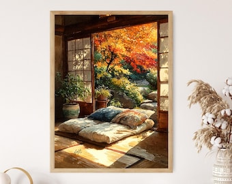 京都畳間水彩画：もみじの葉 - Etsy 日本