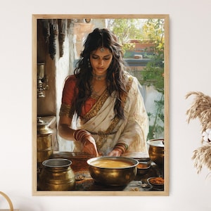 Indian Chai Art Print: Rustic Kitchen Scene
