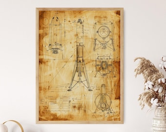 NASA Patent Art Print: Vintage Space Exploration Wall Decor