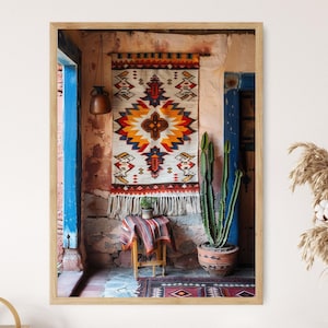 Mexican Textile Art Rug Painting, Unique Traditional Motifs