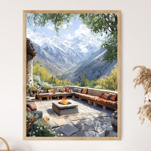 Skardu Terrasse Kunstdruck, Gilgit-Baltistan Poster, Kaschmir Illustration