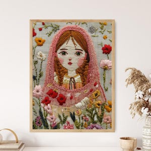 Serbian Embroidery Art Print, Balkan Folklore Wall Decor, Cultural Heritage Home Gift, Rustic Folk Art, Handmade Textile Inspired Artwork