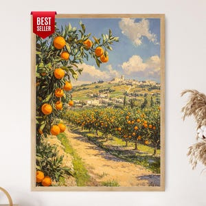 Tulkarm Countryside Art Print, Orange Groves and Farmers, Palestinian Landscape