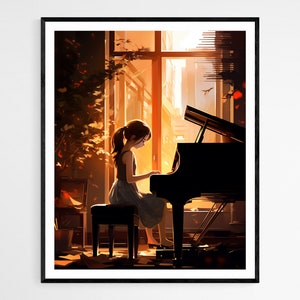 Piano Girl |  Perfect Wall Decor, Unique Birthday Gift |  Ideal for Home Styling, Thoughtful Housewarming Gift