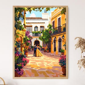 Impression d'art rues de Séville, danseuses de flamenco et cours andalouses